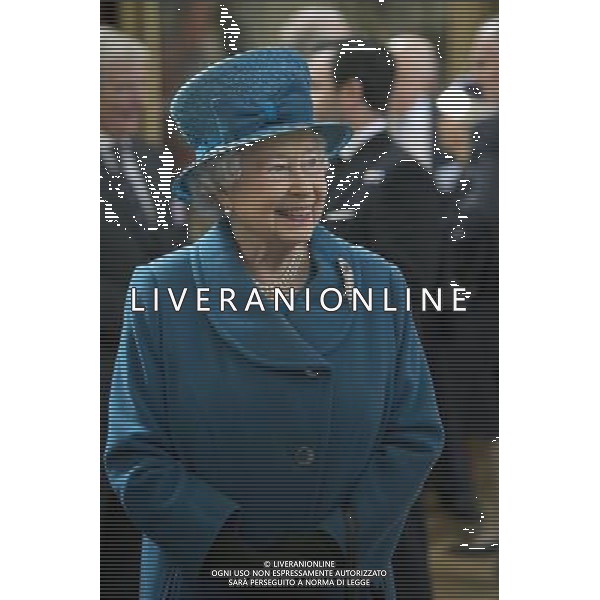Her Majesty The Queen, accompanied by His Royal Highness The Duke of Edinburgh, visited Royal Holloway, University of London. The visit will celebrate the Diamond Jubilee Regius Professorship of Music, awarded by Her Majesty in 2013. The Queen and The Duke attended a performance of music in the in the Chapel, before meeting students and staff in the Picture Gallery. The Queen unveiled a plaque, marking the visit and Regius Professorship. ©photoshot/AGENZIA ALDO LIVERANI SAS - ITALY ONLY - REALI INGLESI: la Regina Elisabetta II, in visita alla Royal Holloway, University di Londra