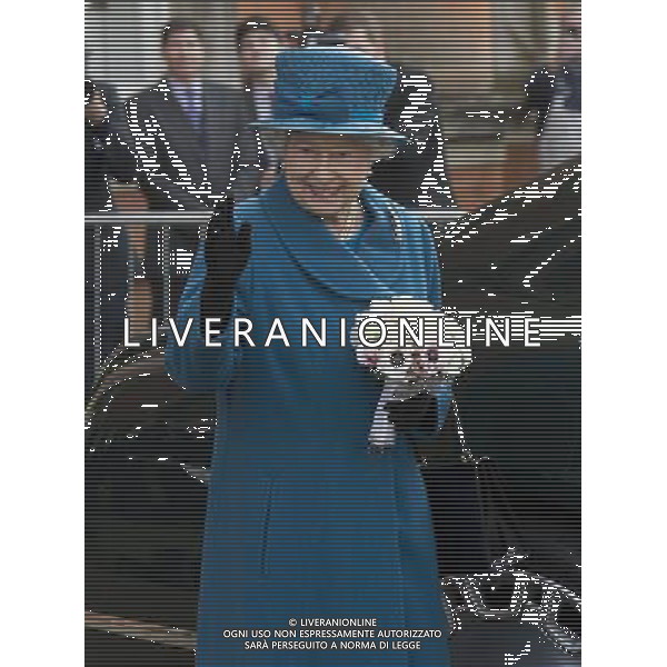 Her Majesty The Queen, accompanied by His Royal Highness The Duke of Edinburgh, visited Royal Holloway, University of London. The visit will celebrate the Diamond Jubilee Regius Professorship of Music, awarded by Her Majesty in 2013. The Queen and The Duke attended a performance of music in the in the Chapel, before meeting students and staff in the Picture Gallery. The Queen unveiled a plaque, marking the visit and Regius Professorship. ©photoshot/AGENZIA ALDO LIVERANI SAS - ITALY ONLY - REALI INGLESI: la Regina Elisabetta II, in visita alla Royal Holloway, University di Londra