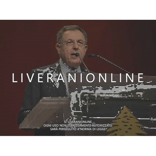 (140315) -- BEIRUT, March 15, 2014 (Xinhua) -- Fouad Siniora, one of the leaders of the March 14 Alliance and Lebanese former prime minister, delivers a speech during a rally to celebrate the 9th Anniversary of founding of the March 14 Alliance, which is led by Lebanese former Prime Minister Saad Hariri, in Beirut, capital of Lebanon, on March 15, 2014. (Xinhua/Dalatinohra) AG ALDO LIVERANI SAS ONLY ITALY