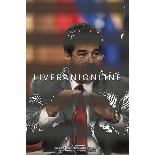 (140315) -- CARACAS, March 15, 2014 (Xinhua) -- Venezuela\'s President Nicolas Maduro participates in a press conference at Miraflores Palace in Caracas, capital of Venezuela, on March 14, 2014. (Xinhua/Boris Vergara) (vf) (sp) AG ALDO LIVERANI SAS ONLY ITALY