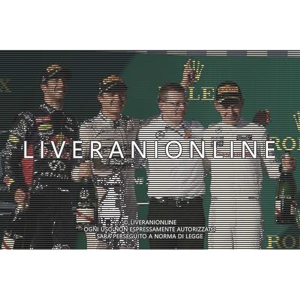 1st place Nico Rosberg (GER) Mercedes AMG F1 W05, 2nd place Daniel Ricciardo (AUS) Red Bull Racing RB10 and 3rd place Kevin Magnussen (DEN) McLaren MP4-29. 16.03.2014. Formula 1 World Championship, Rd 1, Australian Grand Prix, Albert Park, Melbourne, Australia, Race Day. - www.xpbimages.com, EMail: requests@xpbimages.com - copy of publication required for printed pictures. Every used picture is fee-liable. © Copyright: Batchelor / XPB Images AG ALDO LIVERANI SAS ONLY ITALY