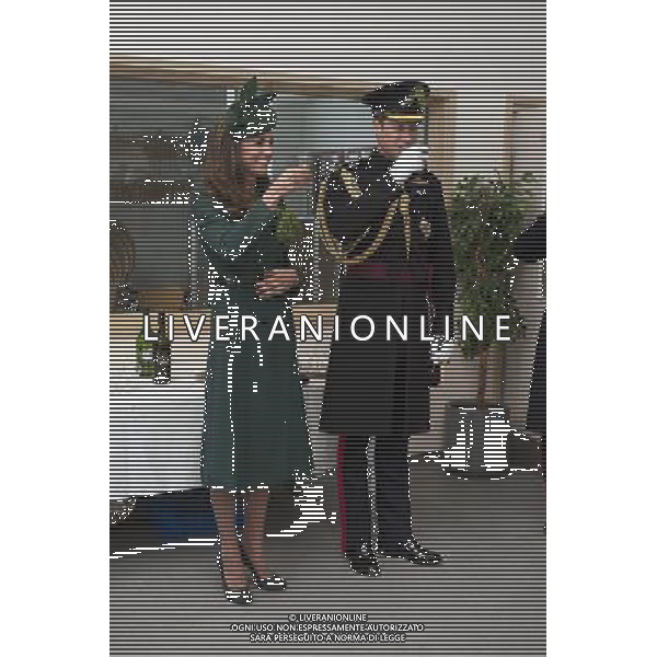 The Duke and Duchess of Cambridge visit the 1st Battalion Irish Guards at the St. Patricks Day Parade at Mons Barracks Aldershot. Monday 17th March 2014 ©photohsot/AGENZIA ALDO LIVERANI SAS - ITALY ONLY - REALI INGLESI: Il Principe William e Kate Middleton Duchessa di Cambridge visitano il 1mo Battaglione delle Guardie Irlandesi presso il St. Patricks Day Parade a Mons Barracks Aldershot 17 Marzo, 2014