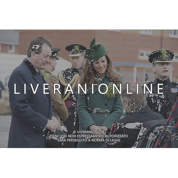 The Duke and Duchess of Cambridge visit the 1st Battalion Irish Guards at the St. Patricks Day Parade at Mons Barracks Aldershot. Monday 17th March 2014 ©photohsot/AGENZIA ALDO LIVERANI SAS - ITALY ONLY - REALI INGLESI: Il Principe William e Kate Middleton Duchessa di Cambridge visitano il 1mo Battaglione delle Guardie Irlandesi presso il St. Patricks Day Parade a Mons Barracks Aldershot 17 Marzo, 2014