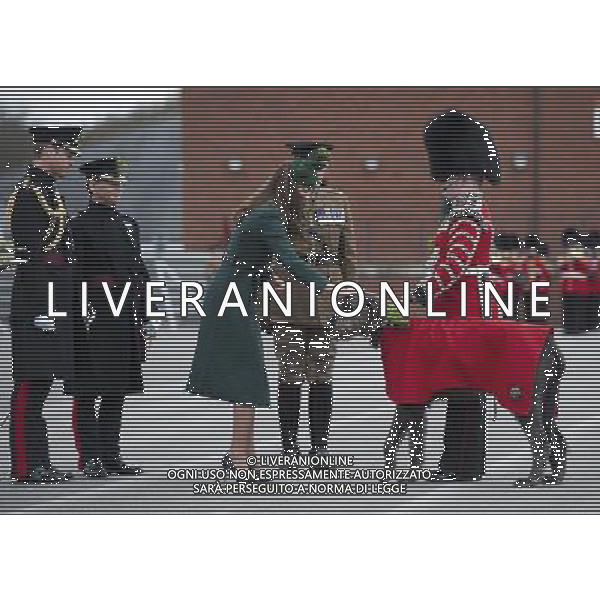 The Duke and Duchess of Cambridge visit the 1st Battalion Irish Guards at the St. Patricks Day Parade at Mons Barracks Aldershot. Monday 17th March 2014 ©photohsot/AGENZIA ALDO LIVERANI SAS - ITALY ONLY - REALI INGLESI: Il Principe William e Kate Middleton Duchessa di Cambridge visitano il 1mo Battaglione delle Guardie Irlandesi presso il St. Patricks Day Parade a Mons Barracks Aldershot 17 Marzo, 2014