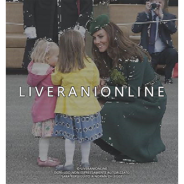 The Duke and Duchess of Cambridge visit the 1st Battalion Irish Guards at the St. Patricks Day Parade at Mons Barracks Aldershot. Monday 17th March 2014 ©photohsot/AGENZIA ALDO LIVERANI SAS - ITALY ONLY - REALI INGLESI: Il Principe William e Kate Middleton Duchessa di Cambridge visitano il 1mo Battaglione delle Guardie Irlandesi presso il St. Patricks Day Parade a Mons Barracks Aldershot 17 Marzo, 2014