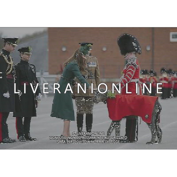 The Duke and Duchess of Cambridge visit the 1st Battalion Irish Guards at the St. Patricks Day Parade at Mons Barracks Aldershot. Monday 17th March 2014 ©photohsot/AGENZIA ALDO LIVERANI SAS - ITALY ONLY - REALI INGLESI: Il Principe William e Kate Middleton Duchessa di Cambridge visitano il 1mo Battaglione delle Guardie Irlandesi presso il St. Patricks Day Parade a Mons Barracks Aldershot 17 Marzo, 2014
