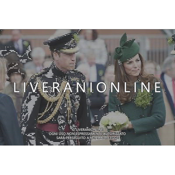 The Duke and Duchess of Cambridge visit the 1st Battalion Irish Guards at the St. Patricks Day Parade at Mons Barracks Aldershot. Monday 17th March 2014 ©photohsot/AGENZIA ALDO LIVERANI SAS - ITALY ONLY - REALI INGLESI: Il Principe William e Kate Middleton Duchessa di Cambridge visitano il 1mo Battaglione delle Guardie Irlandesi presso il St. Patricks Day Parade a Mons Barracks Aldershot 17 Marzo, 2014