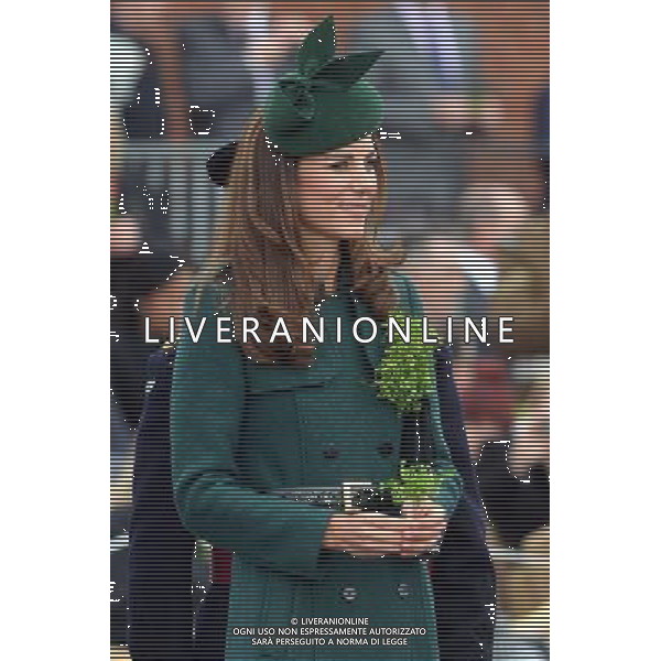 The Duke and Duchess of Cambridge visit the 1st Battalion Irish Guards at the St. Patricks Day Parade at Mons Barracks Aldershot. Monday 17th March 2014 ©photohsot/AGENZIA ALDO LIVERANI SAS - ITALY ONLY - REALI INGLESI: Il Principe William e Kate Middleton Duchessa di Cambridge visitano il 1mo Battaglione delle Guardie Irlandesi presso il St. Patricks Day Parade a Mons Barracks Aldershot 17 Marzo, 2014
