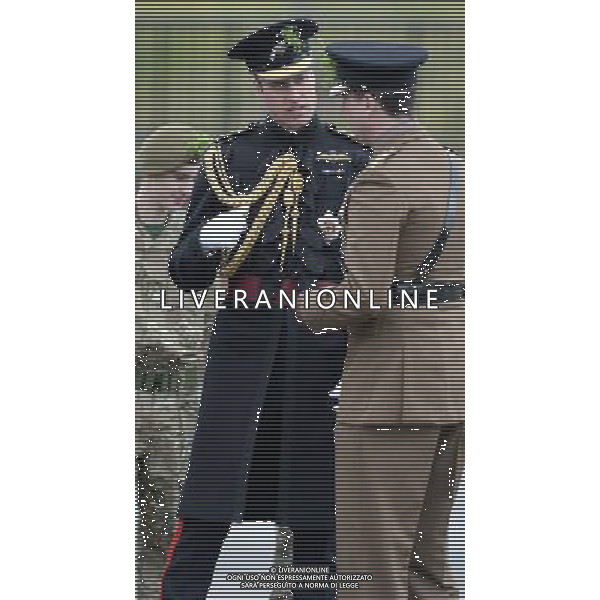 The Duke and Duchess of Cambridge visit the 1st Battalion Irish Guards at the St. Patrick\'s Day Parade at Mons Barracks, Aldershot, Hampshire.The Duke of Cambridge attended the Parade as Colonel of the Regiment. The Duchess of Cambridge presented the traditional sprigs of shamrocks to the Officers and Guardsmen of the Regiment. 17.3.14 ©PHOTOSHOT/AGENZIA ALDO LIVERANI SAS - ITALY ONLY - REALI INGLESI: Il Principe William e Kate Middleton Duchessa di Cambridge visitano il 1mo Battaglione delle Guardie Irlandesi presso il St. Patricks Day Parade a Mons Barracks Aldershot 17 Marzo, 2014