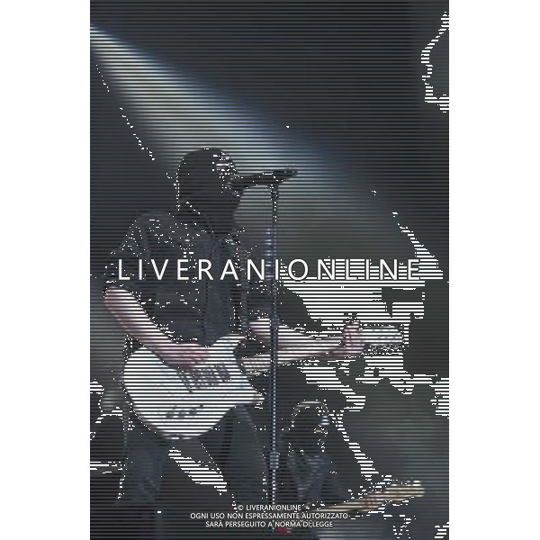 Fall Out Boy performing at Manchester Arena, England on 17th March 2014. Lead singer / guitarist Patrick Stump. AG ALDO LIVERANI SAS ONLY ITALY