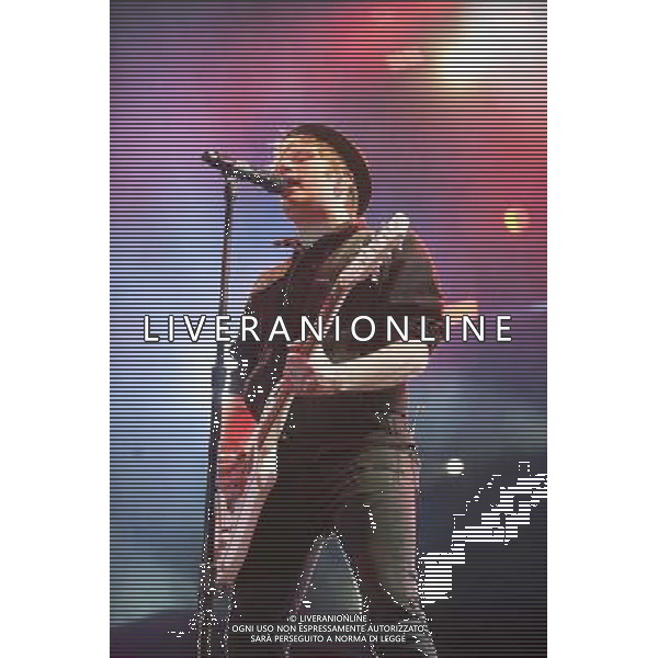 Fall Out Boy performing at Manchester Arena, England on 17th March 2014. Lead singer / guitarist Patrick Stump. AG ALDO LIVERANI SAS ONLY ITALY