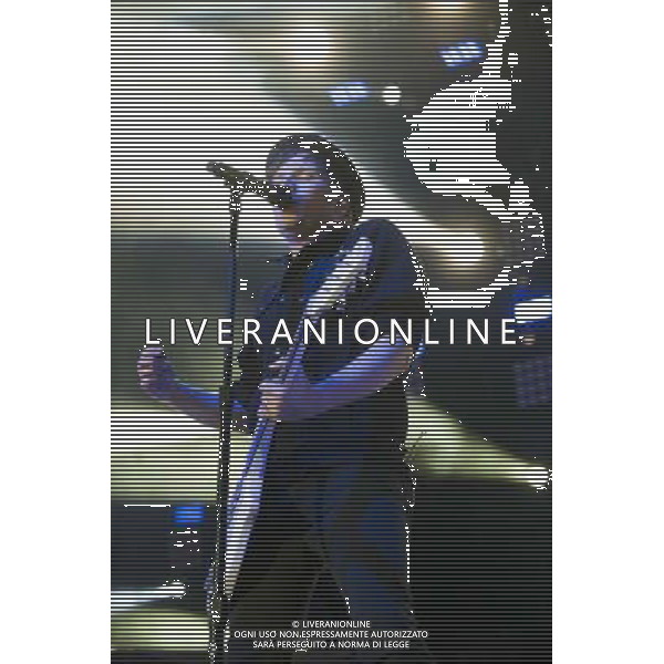 Fall Out Boy performing at Manchester Arena, England on 17th March 2014. Lead singer / guitarist Patrick Stump. AG ALDO LIVERANI SAS ONLY ITALY