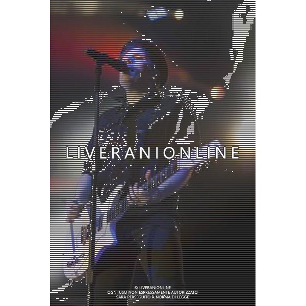 Fall Out Boy performing at Manchester Arena, England on 17th March 2014. Lead singer / guitarist Patrick Stump. AG ALDO LIVERANI SAS ONLY ITALY