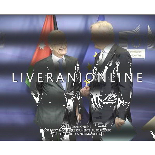 Olli Rehn, Vice-President of the European Commission responsible for Economic and Monetary Affairs and the Euro (R ) and Jordanian Minister of Finance, Dr Umayya Toukan during signing ceremony of package for Jordan at European Commission headquarters in Brussels, Belgium on 18.03.2014The financial assistance, in the form of a medium-term loan, will be provided during the course of this year in two instalments: €100 and €80 million. This assistance is part of the EU\'s comprehensive efforts to help Jordan address the consequences of a number of external economic shocks, notably related to the conflict in Syria and the disruption in gas imports from Egypt. by Wiktor Dabkowski AG ALDO LIVERANI SAS ONLY ITALY