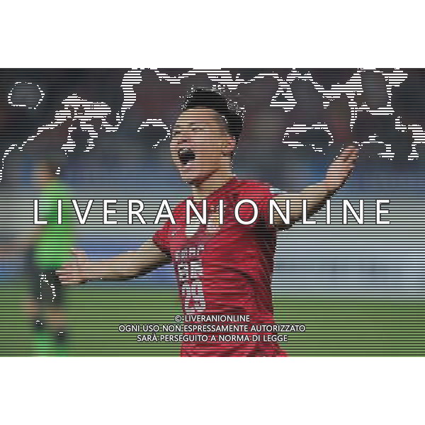 (140318) -- GUANGZHOU, March 18, 2014 () -- Gao Lin of Guangzhou Evergrande celebrates after scoring during the group G match of 2014 AFC Champions League against Jeonbuk Hyundai Motors of South Korea in Guangzhou, capital of south China\'s Guangdong Province, March 18, 2014. (/Liu Dawei) AG ALDO LIVERANI SAS ONLY ITALY