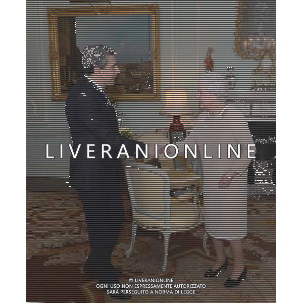 Queen Elizabeth II welcomes the President of the Bulgarian Republic, Rosen Plevneliev as they have a private audience at Buckingham Palace in London today. ag aldo liverani sas only italy