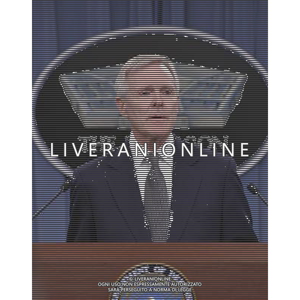 (140318) -- WASHINGTON, March 18, 2014 () -- U.S. Navy Secretary Ray Mabus makes brief remarks concerning security improvement plans and reviews on the Washington Navy Yard shooting last September at Pentagon in Washington D.C., capital of the United States, March 18, 2014. U.S. Defense Secretary Chuck Hagel and U.S. Navy Secretary Ray Mabus detailed steps to implement security changes following the Navy Yard shooting that left 12 people dead and several others wounded. (/Bao Dandan) AG ALDO LIVERANI SAS ONLY ITALY