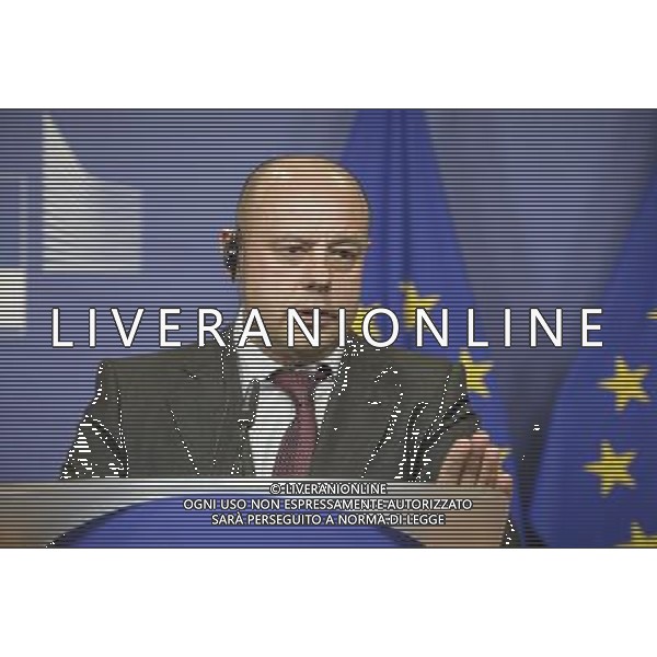 Ukrainian Energy Minister Yuriy Prodan gives a press briefing after a meeting at the EU headquarters in Brussels, Belgium on 19.03.2014 The European Union moves closer to providing Ukraine with 1.6 billion euros (2.2 billion dollars) in loans, once Kiev concludes an agreement with the International Monetary Fund (IMF). The European Commission, the bloc\'s executive, agreed to top up a previously-agreed loan to Kiev with an extra 1 billion euros - a move it had proposed as part of an aid package totalling 11 billion euros. by Wiktor Dabkowski ©photoshot/AGENZIA ALDO LIVERANI SAS - ITALY ONLY - L\'Unione europea discute per fornire all\'Ucraina un prestito, dal Fondo monetario internazionale (FMI) come parte di un pacchetto di aiuti a Kiev a Bruxelles, Belgio 19 marzo 2014