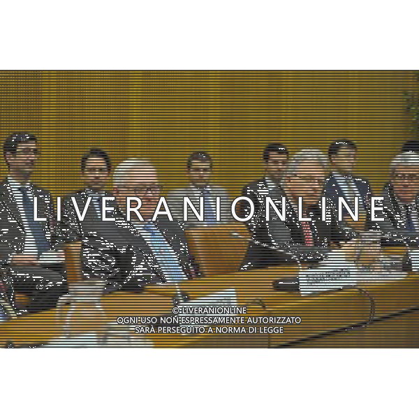 (140319) -- VIENNA, March 19, 2014 () -- Russia\'s Deputy Foreign Minister Sergei Ryabkov (1st L Front) attends the closing ceremony of the new round of nuclear talks in Vienna, Austria, March 19, 2014. Iran and the P5+1 group, namely the United States, Britain, France, China, Russia and Germany, concluded the new round of talks on Wednesday. (/Qian Yi) ©photoshot/AGENZIA ALDO LIVERANI SAS - ITALY ONLY - Colloqui del nuovo ciclo di nucleare Iran e il P5 +1 gruppo derivato, vale a dire gli Stati Uniti, Gran Bretagna, Francia, Cina, Russia e Germania a Vienna, Austria, 19 marzo 2014.