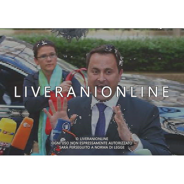 (140320) -- BRUSSELS, March 20, 2014 () --Luxembourg\'s Prime Minister Xavier Bettel speaks to media before the European Union (EU) Summit at the EU headquarters in Brussels, capital of Belgium, March 20, 2014. The EU spring summit will focus on industrial competitiveness, Ukraine and the bloc\'s energy strategy. (/Gong Bing)(zl) AG ALDO LIVERANI SAS ONLY ITALY
