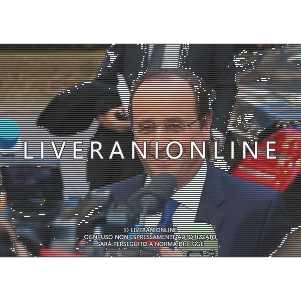 (140320) -- BRUSSELS, March 20, 2014 () -- French President Francois Hollande speaks to media before the European Union (EU) Summit at the EU headquarters in Brussels, capital of Belgium, March 20, 2014. The EU spring summit will focus on industrial competitiveness, Ukraine and the bloc\'s energy strategy. (/Gong Bing)(zl) AG ALDO LIVERANI SAS ONLY ITALY