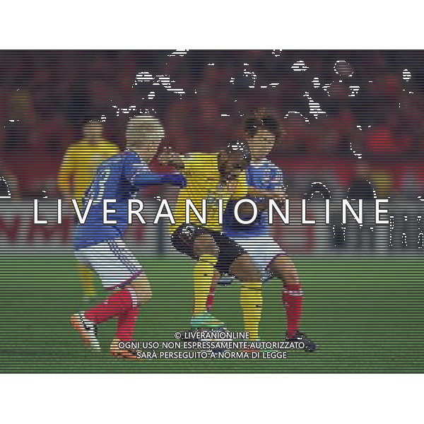 (140312) -- YOKOHAMA, March 12, 2014 () -- Muriqui (C) of Guangzhou Evergrande competes during the AFC Champions League 2014 Group G football match against Yokohama F.Marinos in Yokohama, Japan on March 12, 2014. The match ended in 1-1 draw. (/Liu Dawei) (hy) ©photohsot/AGENZIA ALDO LIVERANI SAS - ITALY ONLY - Guangzhou Evergrande Vs Yokohama F Marinos partita AFC Champions League a Yokohama, Giappone, 12 marzo, 2014.