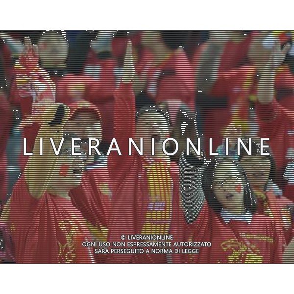 (140312) -- YOKOHAMA, March 12, 2014 () -- Supporters of Guangzhou Evergrande cheer for the team during the AFC Champions League match between Guangzhou Evergrande and Yokohama F Marinos in Yokohama, Japan, March 12, 2014. The match ended in 1-1 draw. (/Ma Ping) (hy) ©photohsot/AGENZIA ALDO LIVERANI SAS - ITALY ONLY - Guangzhou Evergrande Vs Yokohama F Marinos partita AFC Champions League a Yokohama, Giappone, 12 marzo, 2014.