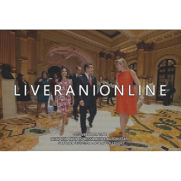 (140308) -- LIMA, March 8, 2014 () -- Peru\'s President Ollanta Humala(C), and Peruvian First Lady Nadine Heredia (L), greet Queen Maxima of the Netherlands (R) at the Government Palace, in Lima City, capital of Peru, on March 7, 2014. Queen Maxima of the Netherlands visited Peru in her capacity as the United Nations Secretary-General\'s Special Advocate for Inclusive Finance for Development. (/Luis Camacho) (rt) (sp) ©photohsot/AGENZIA ALDO LIVERANI SAS - ITALY ONLY - La Regina Maxima d\'olanda nella sua veste di Segretario Generale delle Nazioni Unite in visita a Lima City, capitale del Peru\', il 7 marzo 2014.