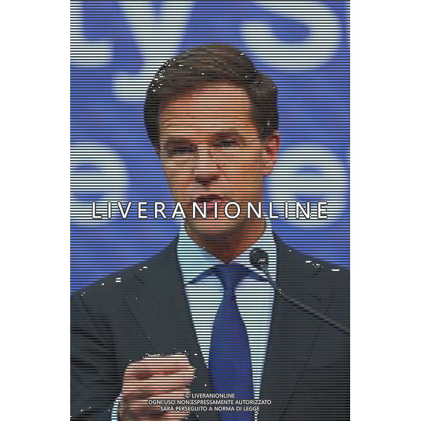 (140324) -- THE HAGUE, March 24, 2014 () -- Dutch Prime Minister Mark Rutte holds a press conference on the eve of the 2014 Nuclear Security Summit in The Hague, the Netherlands, March 23, 2014. Leaders from a total of 53 countries and four international organizations will be taking part in the summit on March 24 to March 25. (/Gong Bing) AG ALDO LIVERANI SAS ONLY ITALY