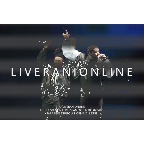 Canadian singer The Weeknd (born Abel Tesfaye) duets with Canadian rapper, songwriter Drake (aka Aubrey Drake Graham) at his first London show at the O2 Arena, London, England, UK on Friday 24th March 2014. AG ALDO LIVERANI SAS ONLY ITALY