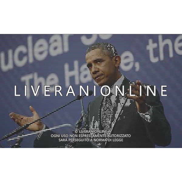 (140325) -- THE HAGUE, March 25, 2014 () -- U.S. President Barack Obama speaks during the closing press conference of the Nuclear Security Summit (NSS) 2014 with Dutch Prime Minister Mark Rutte in The Hague, the Netherlands, on March 25, 2014. The Nuclear Security Summit (NSS) 2014 concluded in The Hague on Tuesday with a communique reached by world leaders to prevent nuclear material from falling into the hands of terrorists. (/Yin Gang) AG ALDO LIVERANI SAS ONLY ITALY