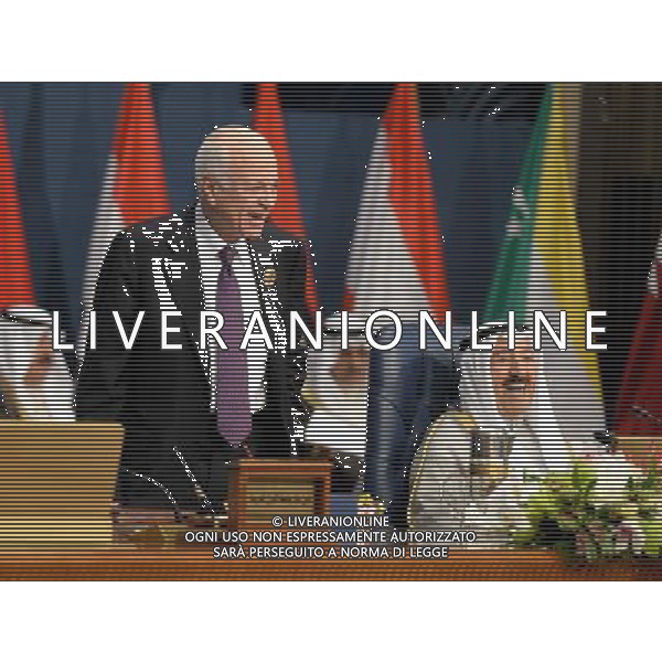 (140326) -- KUWAIT CITY, March 26, 2014 () -- Secretary-General of the League of Arab States (LAS) Nabil Elaraby (L) and Kuwait\'s Emir Sheikh Sabah al-Ahmad al-Jaber al-Sabah attend the 25th Arab League Summit closing session in Kuwait City, Kuwait, March 26, 2014. (/Noufal Ibrahim) AG ALDO LIVERANI SAS ONLY ITALY