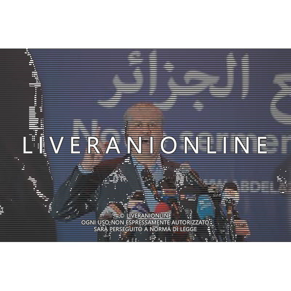 (140325) -- BLIDA, March 25, 2014 () -- Outgoing Algerian Prime Minister and newly appointed Algerian president\'s campaign manager Abdelmalek Sellal speaks at an rally meeting during the election campaign in Blida, Algeria, March 24, 2014. The presidential election will be held on April 17. (/Mohamed Kadri)(zhf) AG ALDO LIVERANI SAS ONLY ITALY