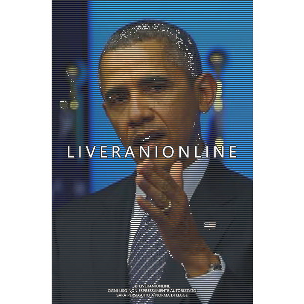 (140326) -- BRUSSELS, March 26, 2014 () -- U.S. President Barack Obama speaks during a press conference at the EU-US Summit at the EU Headquarters in Brussels on March 26, 2014. (/Gong Bing) AG ALDO LIVERANI SAS ONLY ITALY