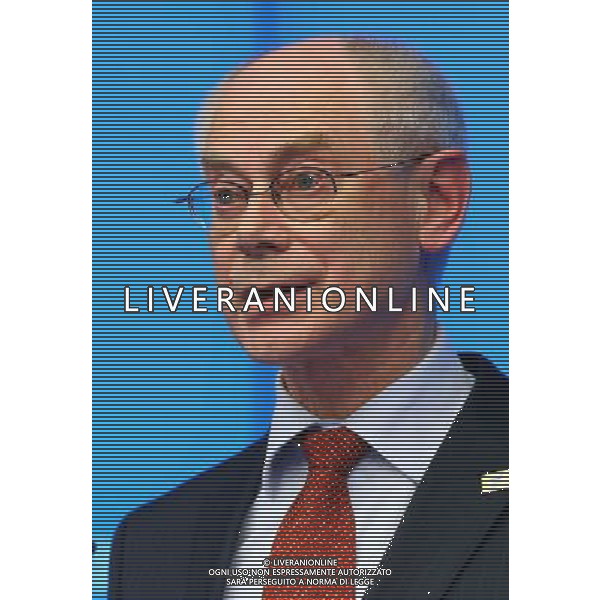 (140326) -- BRUSSELS, March 26, 2014 () -- European Council President Herman Van Rompuy speaks during a press conference at the EU-US Summit at the EU Headquarters in Brussels on March 26, 2014. (/Gong Bing) AG ALDO LIVERANI SAS ONLY ITALY