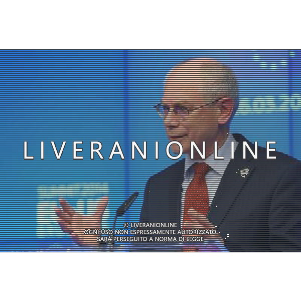 (140326) -- BRUSSELS, March 26, 2014 () -- European Council President Herman Van Rompuy speaks during a press conference at the EU-US Summit at the EU Headquarters in Brussels on March 26, 2014. (/Gong Bing) AG ALDO LIVERANI SAS ONLY ITALY