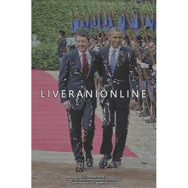 Il premier Italiano Matteo Renzi incontra il Presidente degli Stati Uniti Barack Obama a Villa Madama a Roma 27 marzo 2014 ©Corradetti/AGENZIA ALDO LIVERANI SAS 