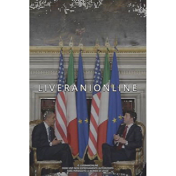 BARACK OBAMA MATTEO RENZI Il premier Italiano Matteo Renzi incontra il Presidente degli Stati Uniti Barack Obama a Villa Madama a Roma 27 marzo 2014 ©POOL/AGENZIA ALDO LIVERANI SAS 