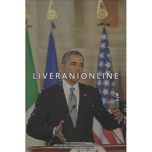 Il premier Italiano Matteo Renzi incontra il Presidente degli Stati Uniti Barack Obama a Villa Madama a Roma 27 marzo 2014 ©Corradetti/AGENZIA ALDO LIVERANI SAS 