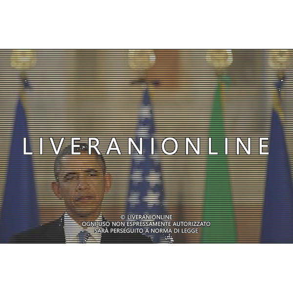 Il premier Italiano Matteo Renzi incontra il Presidente degli Stati Uniti Barack Obama a Villa Madama a Roma 27 marzo 2014 ©Corradetti/AGENZIA ALDO LIVERANI SAS 