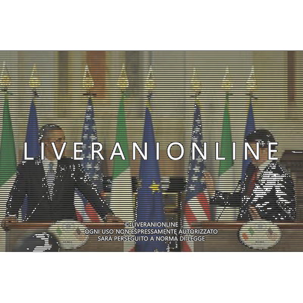 Il premier Italiano Matteo Renzi incontra il Presidente degli Stati Uniti Barack Obama a Villa Madama a Roma 27 marzo 2014 ©Corradetti/AGENZIA ALDO LIVERANI SAS 