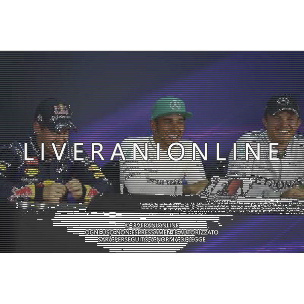 The post qualifying FIA Press Conference (L to R): Sebastian Vettel (GER) Red Bull Racing, second; Lewis Hamilton (GBR) Mercedes AMG F1, pole position; Nico Rosberg (GER) Mercedes AMG F1, third. 29.03.2014. Formula 1 World Championship, Rd 2, Malaysian Grand Prix, Sepang, Malaysia, Saturday. - www.xpbimages.com, EMail: requests@xpbimages.com - copy of publication required for printed pictures. Every used picture is fee-liable. © Copyright: Price / XPB Images AG ALDO LIVERANI SAS ONLY ITALY
