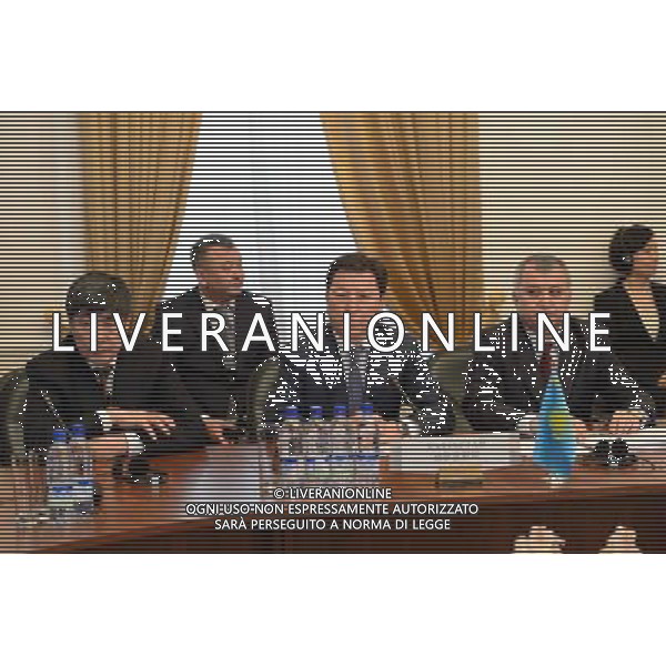 (140328) -- TASHKENT, March 28, 2014 () -- Photo taken on March 28, 2014 shows the delegation of Kazakhstan at the 24th meeting of the Executive Committee of the Regional Anti-terrorist Structure of the Shanghai Cooperation Organisation (SCO) in Tashkent, Uzbekistan. The 24th meeting of the Executive Committee of the Regional Anti-terrorist Structure of the SCO kicked off on Friday. Delegations from China, Russia, Uzbekistan, Tadzhikistan, Kyrgyzstan and Kazakhstan attended the meeting. (/Sadat) (zhf) AG ALDOL IVERANI SAS ONLY ITALY