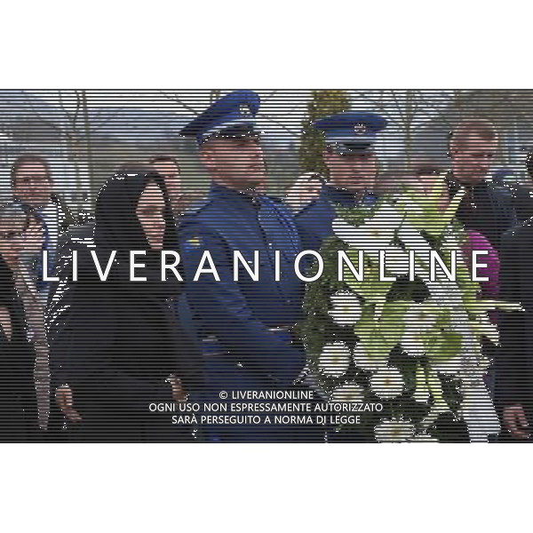 (140328) -- SARAJEVO, March 28 , 2014 () -- Hollywood star Angelina Jolie (front L) pays tribute to the Monument for victims in Srebrenica Massacre at Srebrenica, Bosnia and Herzegovina (BiH), on March 28, 2014. The international conference on prevention of sexual violence in conflicts opened here on Friday, organized by Ministry of Defense of BiH. Hollywood star Angelina Jolie and British Foreign Secretary William Hague were among participants in the regional conference which was also joined by high officials from BiH government and international organizations. (/Haris Memija) AG ALDO LIVERANI SAS ONLY ITALY