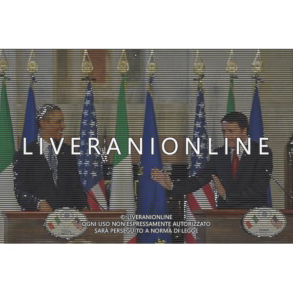 Roma - 27/03/2014 - Villa Madama - Il Presidente del Consiglio Matteo Renzi incontra il Presidente degli Stati Uniti Barack Obama - nella foto: Matteo Renzi e Barack Obama in conferenza stampa / Ph. Fabrizio Corradetti - Ag. Aldo Liverani Sas