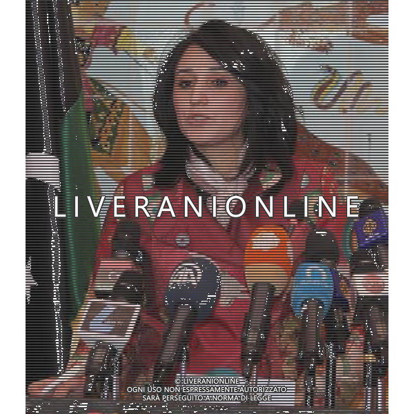(140329) -- TRIPOLI, March 29, 2014 () -- Lamia Abu Sidra, undersecretary of Libyan Ministry of Information, addresses the opening ceremony of Libyan Media Reform and Development Project, in Tripoli, Libya, on March 29, 2014. The project was funded by European Union and implemented by the Deutsche Welle Akademie and the Institute for War and Peace. (/Hamza Turkia) AG ALDO LIVERANI SAS ONLY ITALY