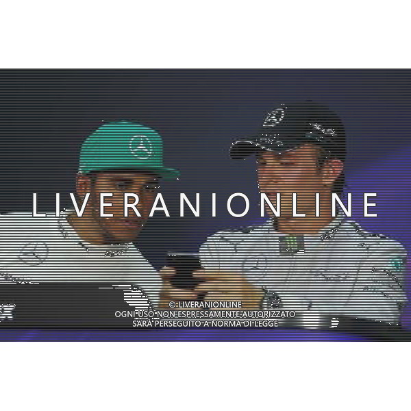 The FIA Press Conference (L to R): race winner Lewis Hamilton (GBR) Mercedes AMG F1 with team mate Nico Rosberg (GER) Mercedes AMG F1. 30.03.2014. Formula 1 World Championship, Rd 2, Malaysian Grand Prix, Sepang, Malaysia, Sunday. - www.xpbimages.com, EMail: requests@xpbimages.com - copy of publication required for printed pictures. Every used picture is fee-liable. Â© Copyright: Price / XPB Images AG ALDO LIVERANI SAS ONLY ITALY