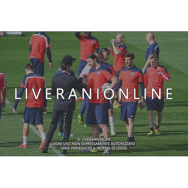 Nasser AL KHELAIFI / Zlatan IBRAHIMOVIC - 01.04.2014 - Entrainement du Paris Saint Germain avant le match de Champions League Photo : Dave Winter / Icon Sport ag aldo liverani sas only italy *** Local Caption ***