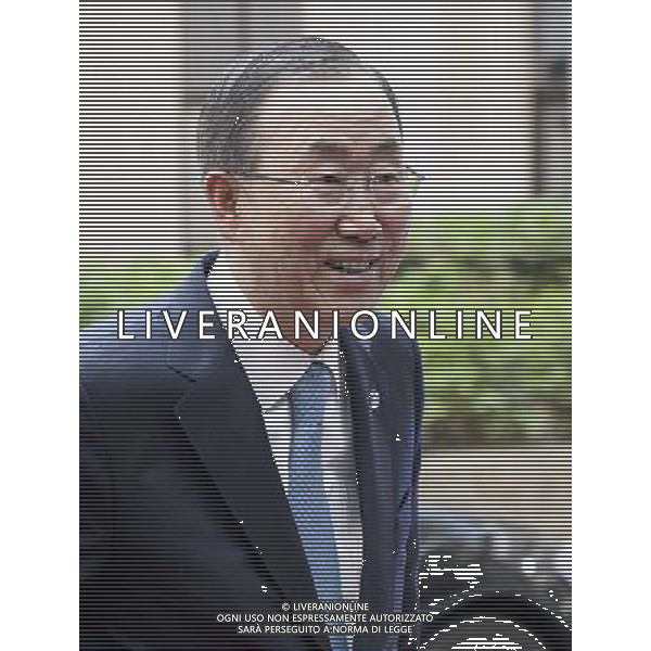 Ban Ki-Moon, Secretary-General of the United Nations arrives for bilateral meeting at European Council headquarters in Brussels, Belgium on 01.04.2014 by Wiktor Dabkowski AG ALDO LIVERANI SAS ONLY ITALY