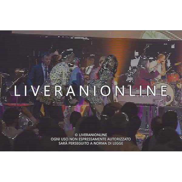 Atomic Bomb Who is William Onyeabor? Featuring Damon Albarn, Alexis Taylor (Hot Chip), Kele Okereke (Bloc Party), Pat Mahoney (LCD Soundsystem), Sinkane, Money Mark, Lijadu Sisters and Ghostpoet Performing live, Barbican Centre, 1st April 2014, concert, gig, show, event, live, performance, funk, electro-funk AG ALDO LIVERANI SAS ONLY ITALY